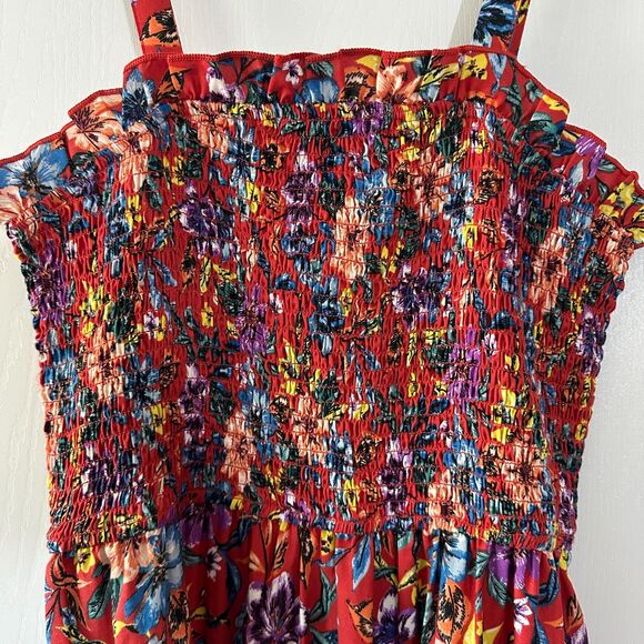 NWT Band of Gypsies Collective Floral Tropical Smocked Dress Size Medium - Picture 2 of 6